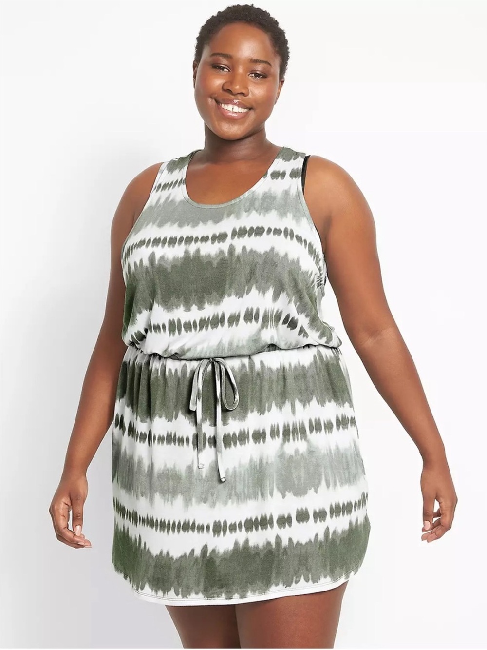 Cacique Swim Tie-Dye French Terry Sleeveless Tank Bathing Suit Dress Coverup 2X